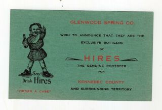 Vintage Advertising Card Maine Bottler Of Hires Rootbeer