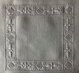 Vintage Cream Linen Tablecloth Hand Embroidered Lefkara/lace