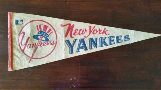 Vintage Yankees Felt Baseball Pennant 1969 50 Years Ago 11.  5 " X 29 " Good Cond.