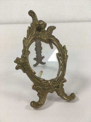 Vintage Antique Art Nouveau Brass Mini Miniature Picture Frame Stand