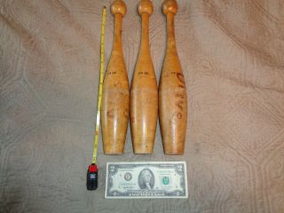 3 Antique Wooden Juggling/exercise Clubs Pins 3/4 Lb.  Each - Look