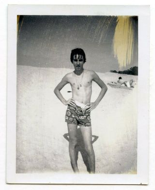 3 Vintage Photo Polaroid Swimsuit Boy On The Beach Snapshot
