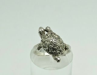 Gorgeous Vintage Sterling Silver Tortoise/turtle Cocktail Ring Size R