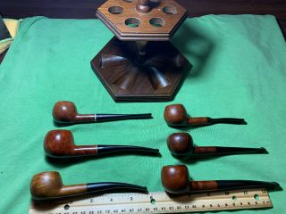 6 Prince Shape Pipes With Rack (wally Frank,  Noblesse,  Etc. )