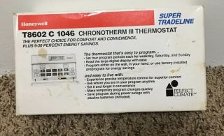 Honeywell Vintage Chronotherm Iii T8602c1046 Programmable Digital Thermostat