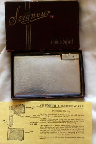 Vintage Seigneur Cigarette Lighter,  Case - Boxed With Instructions