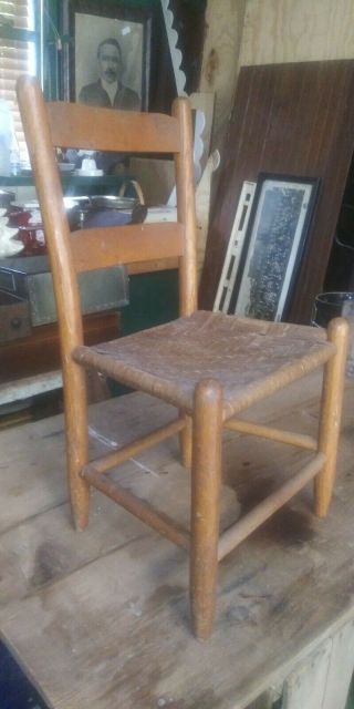 Vintage Childs Ladderback Cane Bottom Chair