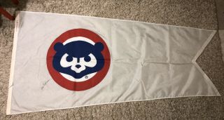 Chicago Cubs Cubbie Bear White Game Flown Wrigley Field Flag / Rooftop Flag