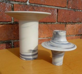 Set Of 2 Vintage Rosenthal Queensberry Marble Vases Pottery Germany Mid Century
