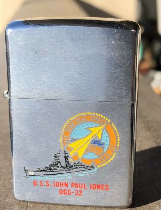 1978 Us Navy Zippo Uss John Paul Jones Ddg - 32 Usn Ship 2 Sided Lighter