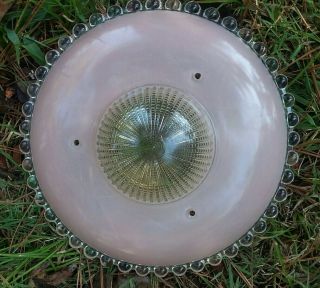 Vtg 11 " Pink Frosted Art Deco Ceiling Light Fixture Glass Shade Globe Chandelier