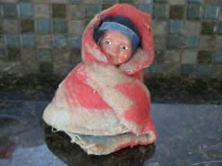Vintage Skookum Doll Bully Good Indian Native American Child Blanket 3 "