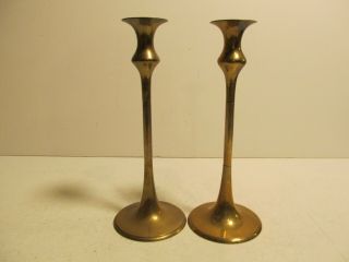 Pair Vintage 9” Brass Candlestick Holders India
