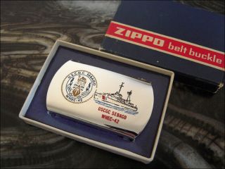 1960 Vintage Zippo Belt Buckle Uscgc Sebago Whec - 42,  High Endurance Cutter.  Uss