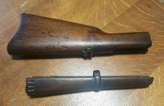 Antique Remington Rolling Block Carbine 1 5 Rear Stock Wood Forearm Butt Plate