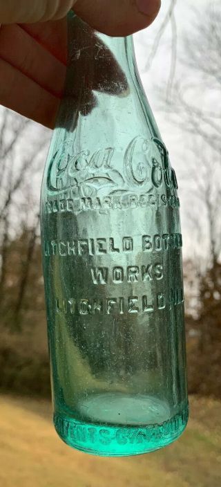 Antique Vintage Coca Cola Straight Side Bottle Litchfield,  Ill
