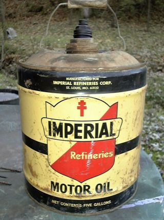 Vintage Imperial Refineries 5 Gallon Motor Oil Can St Louis Empty