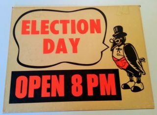 Vintage Rare Old Crow Bourbon Whiskey Election Day Ad Open 8 Pm