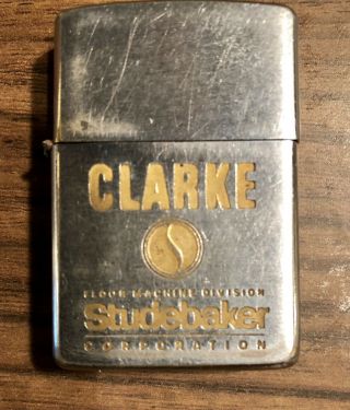 Clarke Floor Machine Divison Studebaker Corp Zippo Lighter