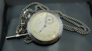 Very Rare Antique Gold Filled Elgin pocket watch 12s & pocket watch chain/T - bar 2