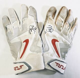 Mike Trout 2x Signed 2017 Game Signed Batting Gloves Autographed Psa Auto