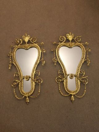 Rare Gilded Antique Regency Georgian Heart Shaped Mirrors