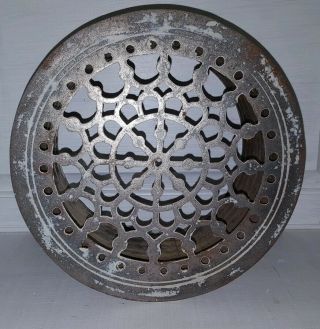 Vintage Antique Round Ornate Victorian Cast Iron Register Heat Stove Pipe Vent