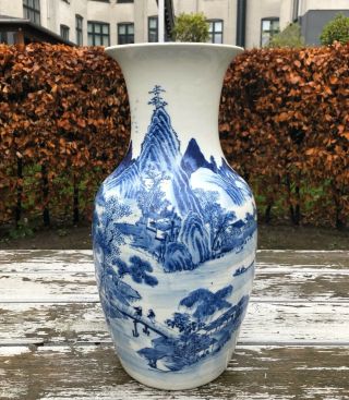 A blue and white vase with mountain scene,  H.  42 CM 2