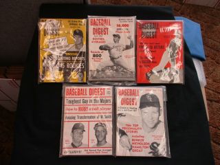 Baseball Digest - Five Vintage 1964 Issues - March - April - July - August - Sept