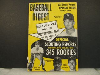 BASEBALL DIGEST - Five vintage 1964 Issues - March - April - July - August - Sept 3