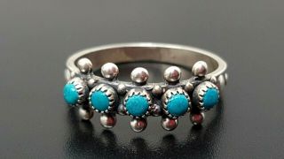 Vintage Sterling Silver Navajo Turquoise Band Ring Size 9