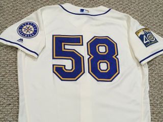 Scribner 58 Size 46 2017 Seattle Mariners Home Cream Game Jersey 40th Mlb