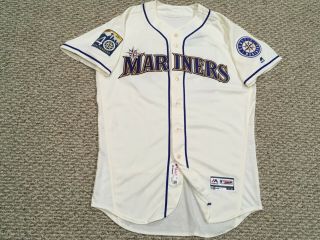 SCRIBNER 58 size 46 2017 Seattle Mariners Home Cream game jersey 40TH MLB 3