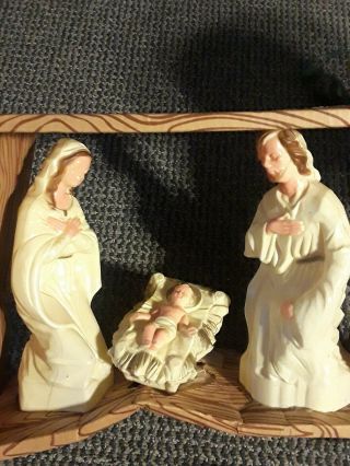 Vtg 3 Pc Blow Mold Christmas Nativity Set Joseph,  Mary,  And Baby Jesus Light Up