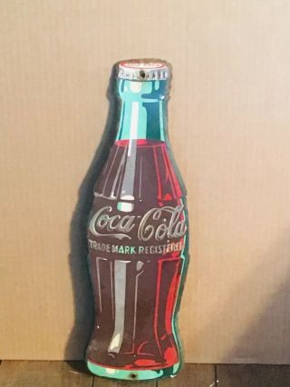 Vintage Metal Coca - Cola Bottle Sign