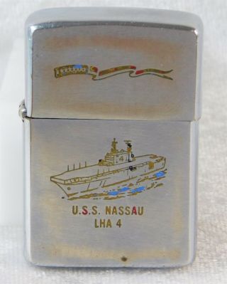 Vtg 1979 Post Vietnam Era Us Navy Uss Nassau Lha 4 Plank Owner Zippo Lighter