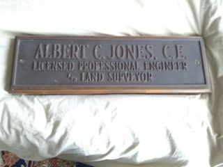 Antique Bronze Advertising Plaque,  Sign Engineer,  Land Surveyor