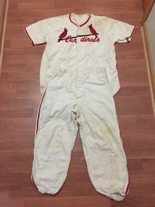 Vtg Wool St.  Louis Cardinals Baseball Uniform Jersey Pants Southland Texas Worn