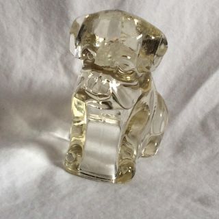 Vintage Clear Glass Boxer Sitting Dog Figurine Hollow Euc