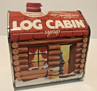 Vintage Log Cabin Syrup House Tin 100th Anniversary Advertising 1887 - 1987