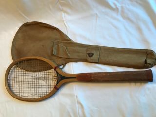 Vintage Spalding Nassau No.  6 Wooden Tennis Racquet W/canvas Case