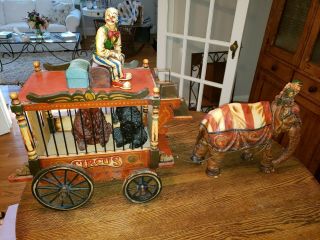 Rare Antique Ringling Barnum&bailey Circus Wagon,  Elephant,  Monkey,  Clown2bears Set