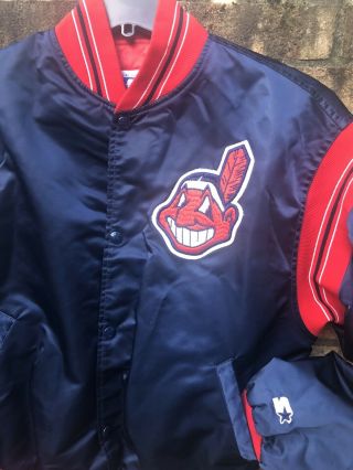 Cleveland Indians Chief Wahoo Vintage Blue Red Starter Jacket Coat 90s Mens Xl