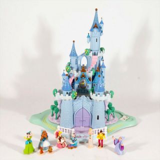 Disney Bluebird Polly Pocket Cinderella Blue Enchanted Castle 1995 - 9 Figures