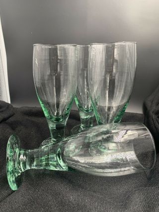 Perrier Pilsner Glass Set Of 4 - Hand Blown Glass - Vintage Barware