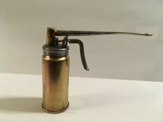 Brass Vintage Trigger Pump Oil Can Gasoline Station Gas Spout Usa Motor Car