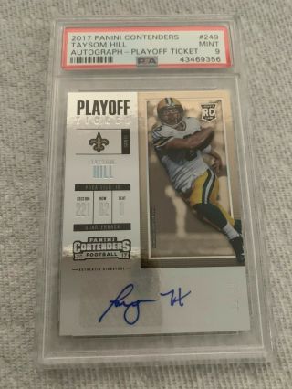 2017 Contenders Taysom Hill Rookie Auto (Saints) Playoff Ticket ' d 11/99 PSA 9 2