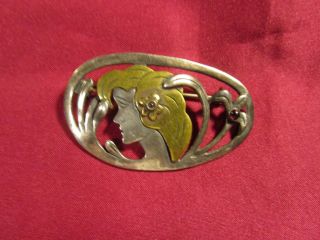RARE,  VINTAGE 925 Sterling Silver Gem Lady Design Pin Brooch 2