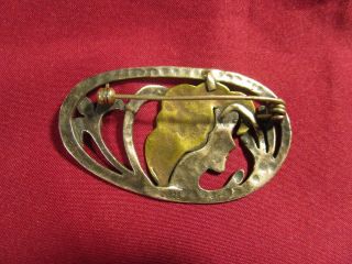 RARE,  VINTAGE 925 Sterling Silver Gem Lady Design Pin Brooch 3