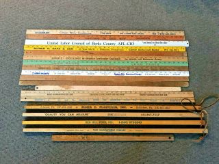19 Vintage Yard Sticks Walking Cane Sticks Various Ages And Towns